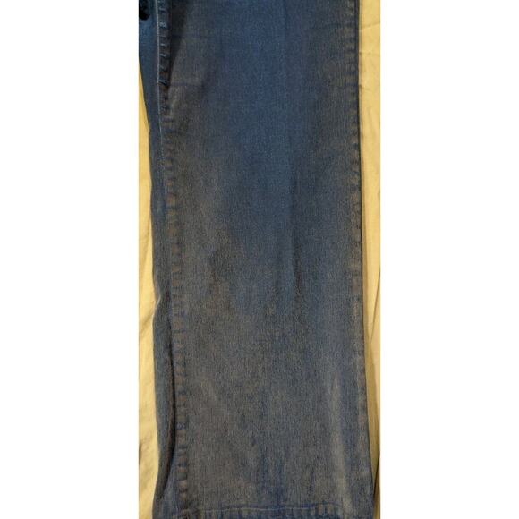 VTG Flare Jeans Plu Size 20 Dirty Suede Look 90s Y2K Boot Cut Flocked Denim - Picture 3 of 10